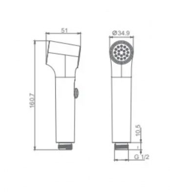 Гигиеническая лейка с клавишей регулировки воды RAGLO R460.05.09