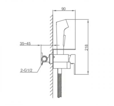 Гигиенический душ с бумагодержателем и полочкой F2076-3