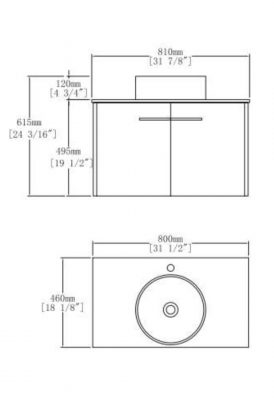 Мебель для ванной BE12-80 BWH (раковина+тумба)