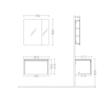 Мебель для ванной 667-80 (раковина+тумба)