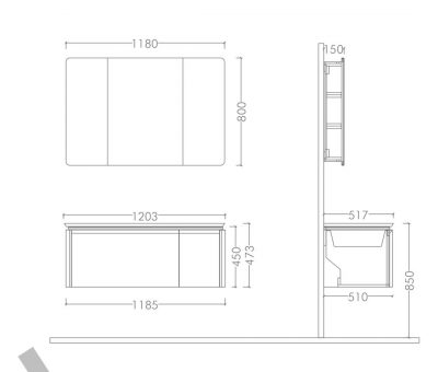 Мебель для ванной 667-120 (раковина+тумба)
