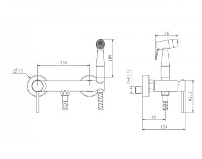 Смеситель для душа с гигиенической лейкой g2006-3